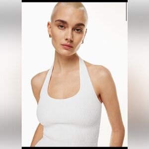 NWT Aritzia Babaton Sculpt Knit Backless Halter Top, White Size XL